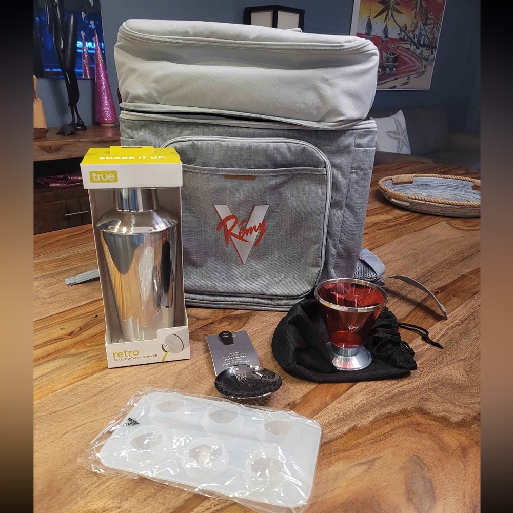 Bundle Gray Cooler Bag + Silver Cocktail Shaker Set